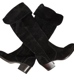 Frye Clara Over The Knee Suede Boots Size 6.5 Black Leather